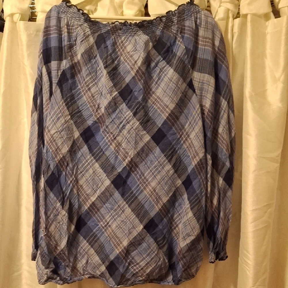 Lane Bryant Blue Plaid Women's Top 18/20 ๐๐๐๐ - Picture 8 of 8